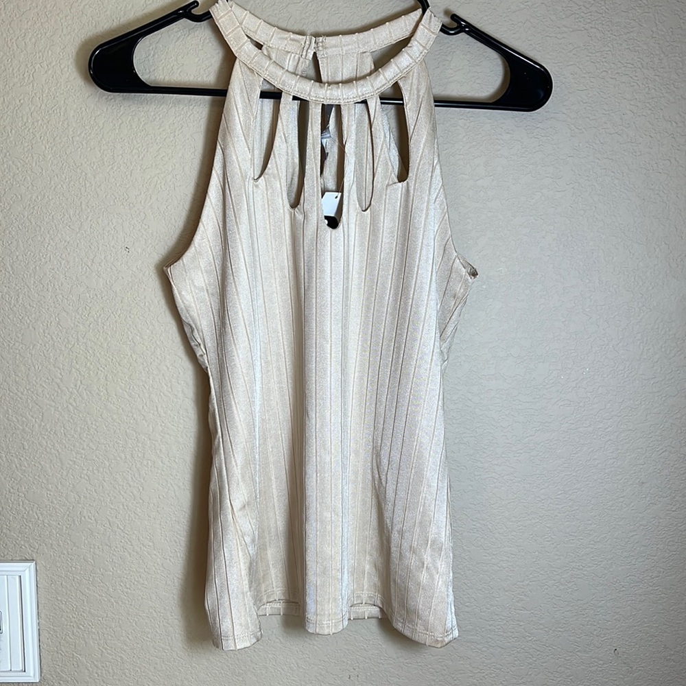 Women’s Cream Halter Keyhole Top